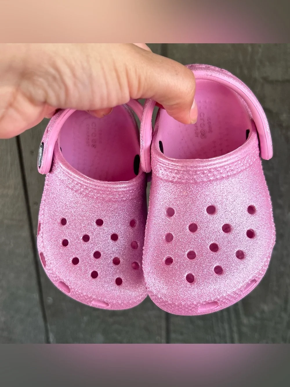 CROCS Kids' Glitter Clog in Pink